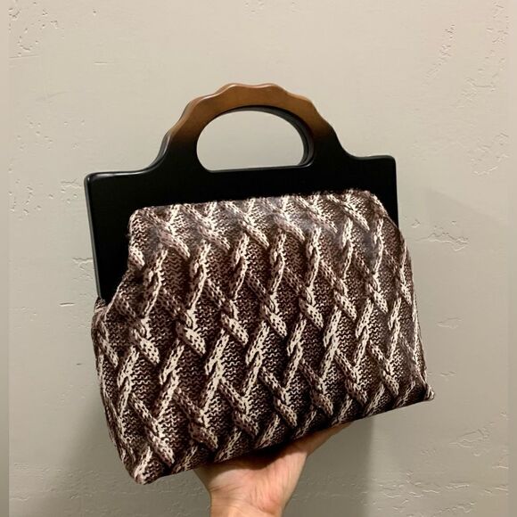 Handmade Genuine Hair-on Calf-hide Wooden Frame Top Handle Bag & 2 Strap Styles - Picture 10 of 16